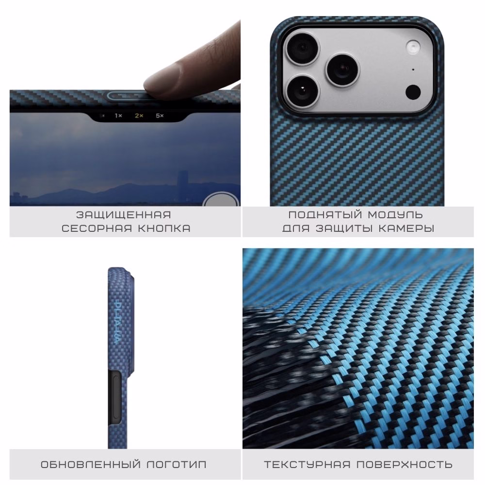 Чехол Pitaka Ultra-Slim Twill Blue/Grey для iPhone 17 Pro Max - 8